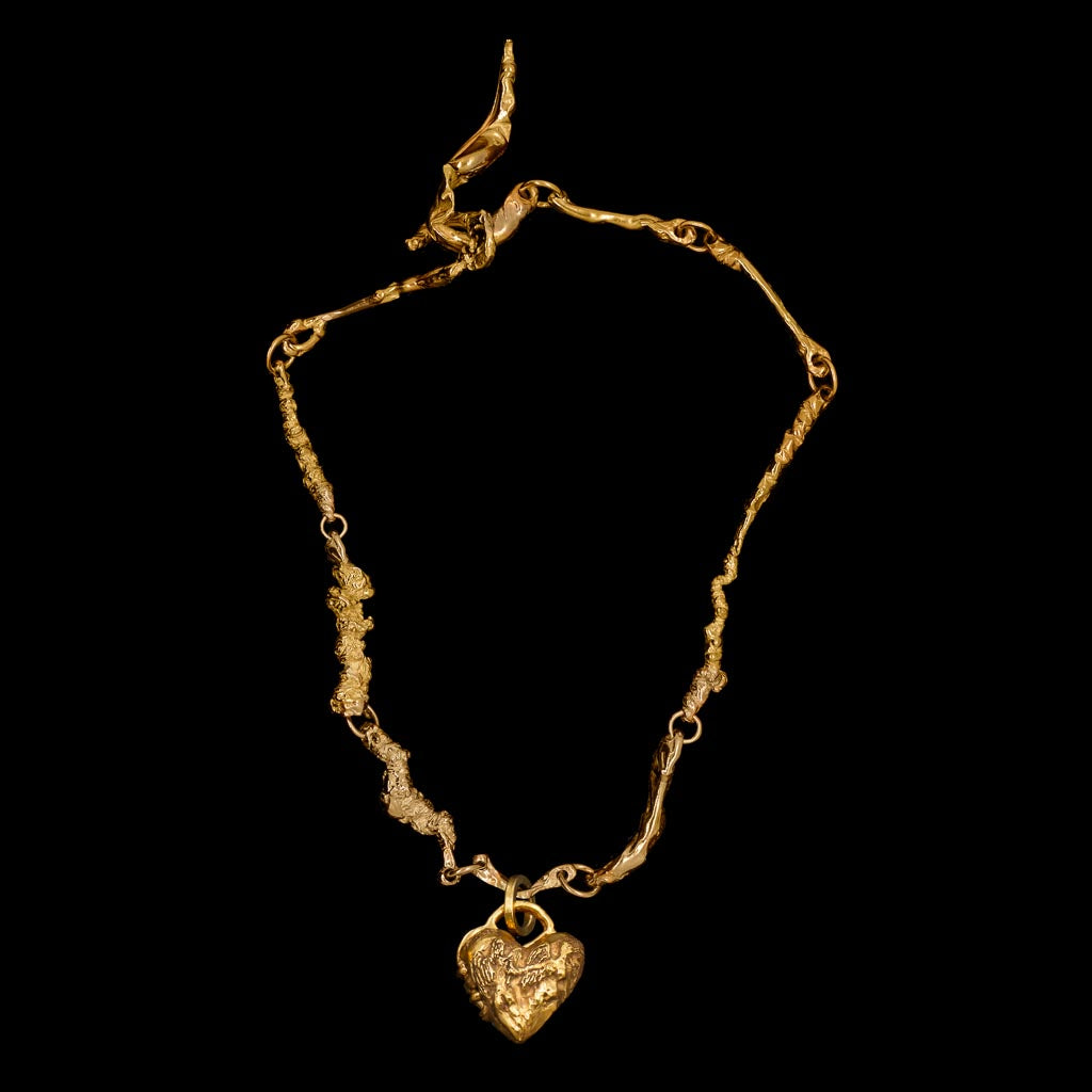 Small Heart Locket on Bespoke Curdled Chain