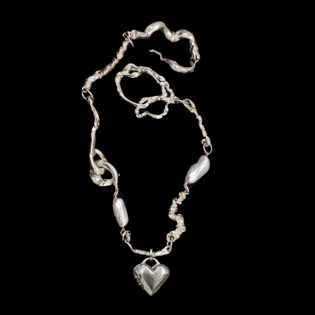 Small Heart Locket on Bespoke Curdled Chain