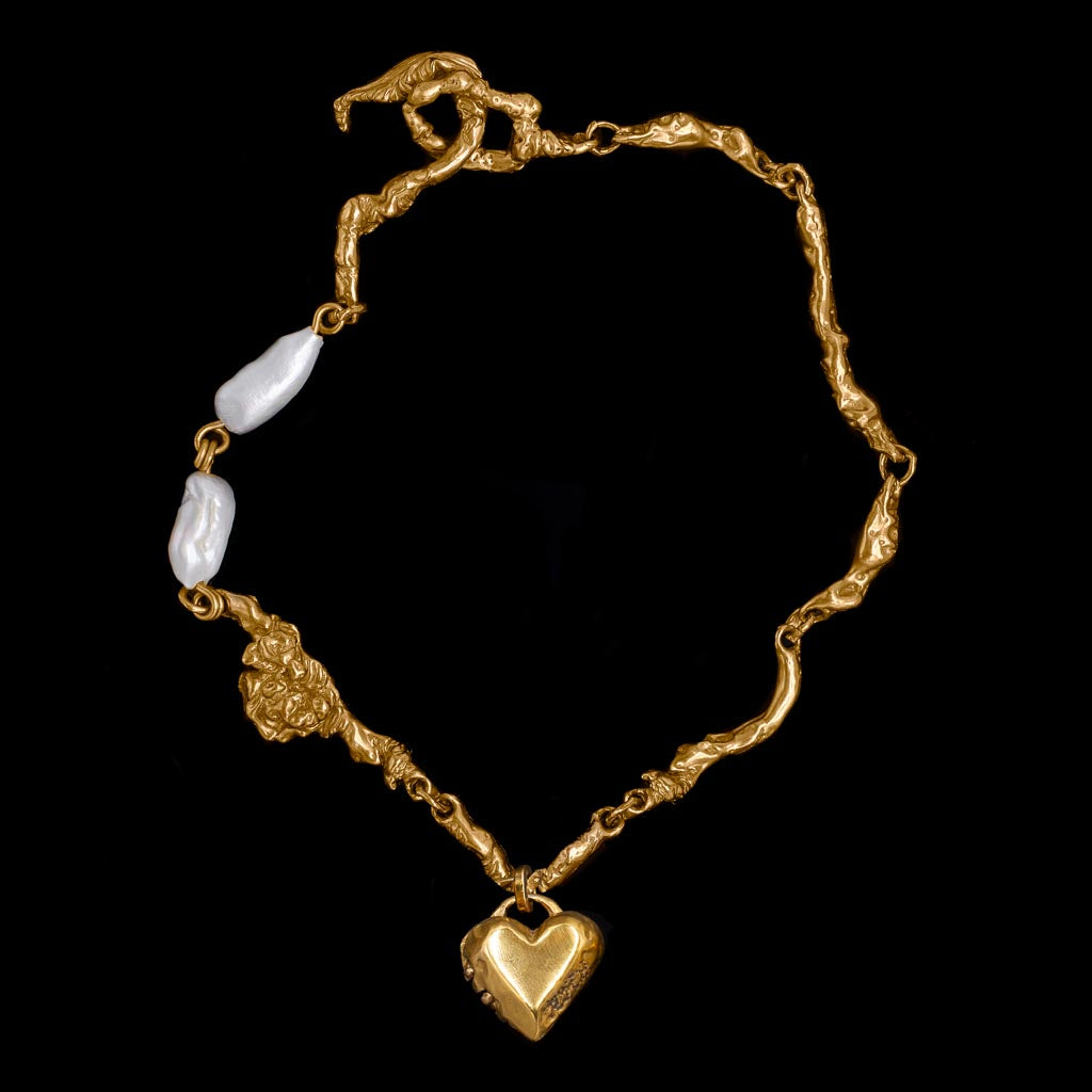Small Heart Locket on Bespoke Curdled Chain
