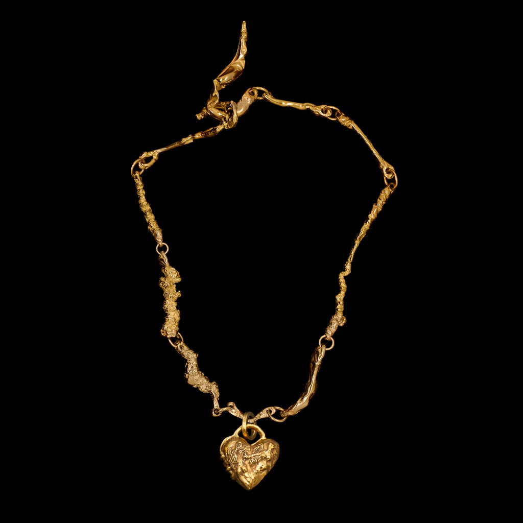 Small Heart Locket on Bespoke Curdled Chain