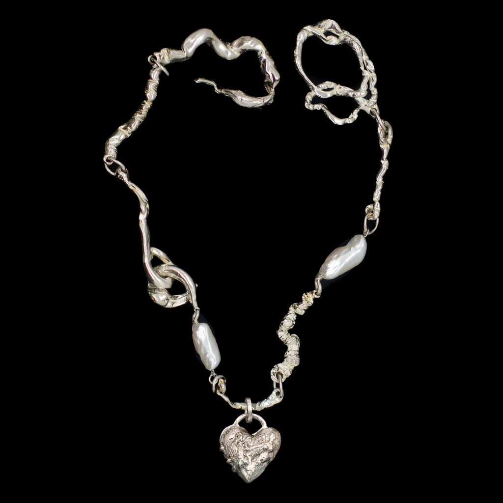 Small Heart Locket on Bespoke Curdled Chain