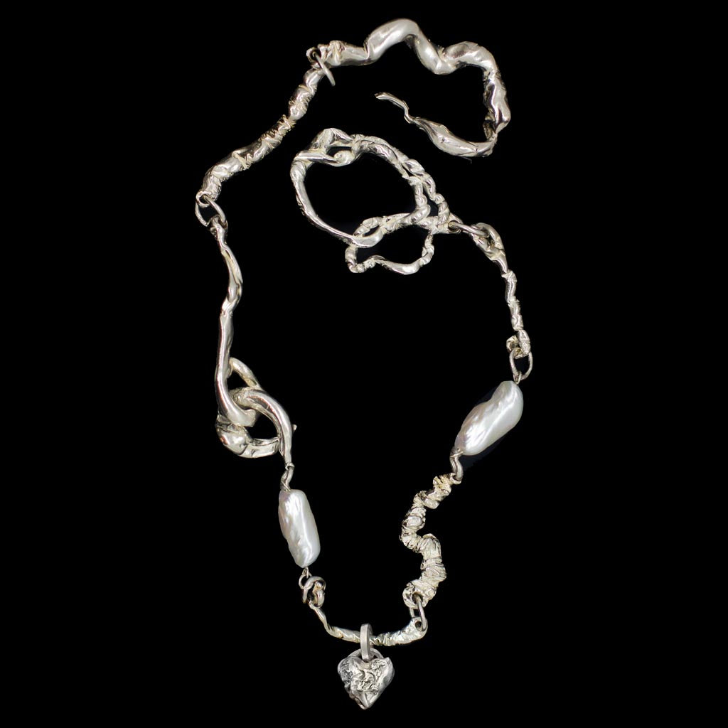 Tiny Heart Locket on Bespoke Curdled Chain