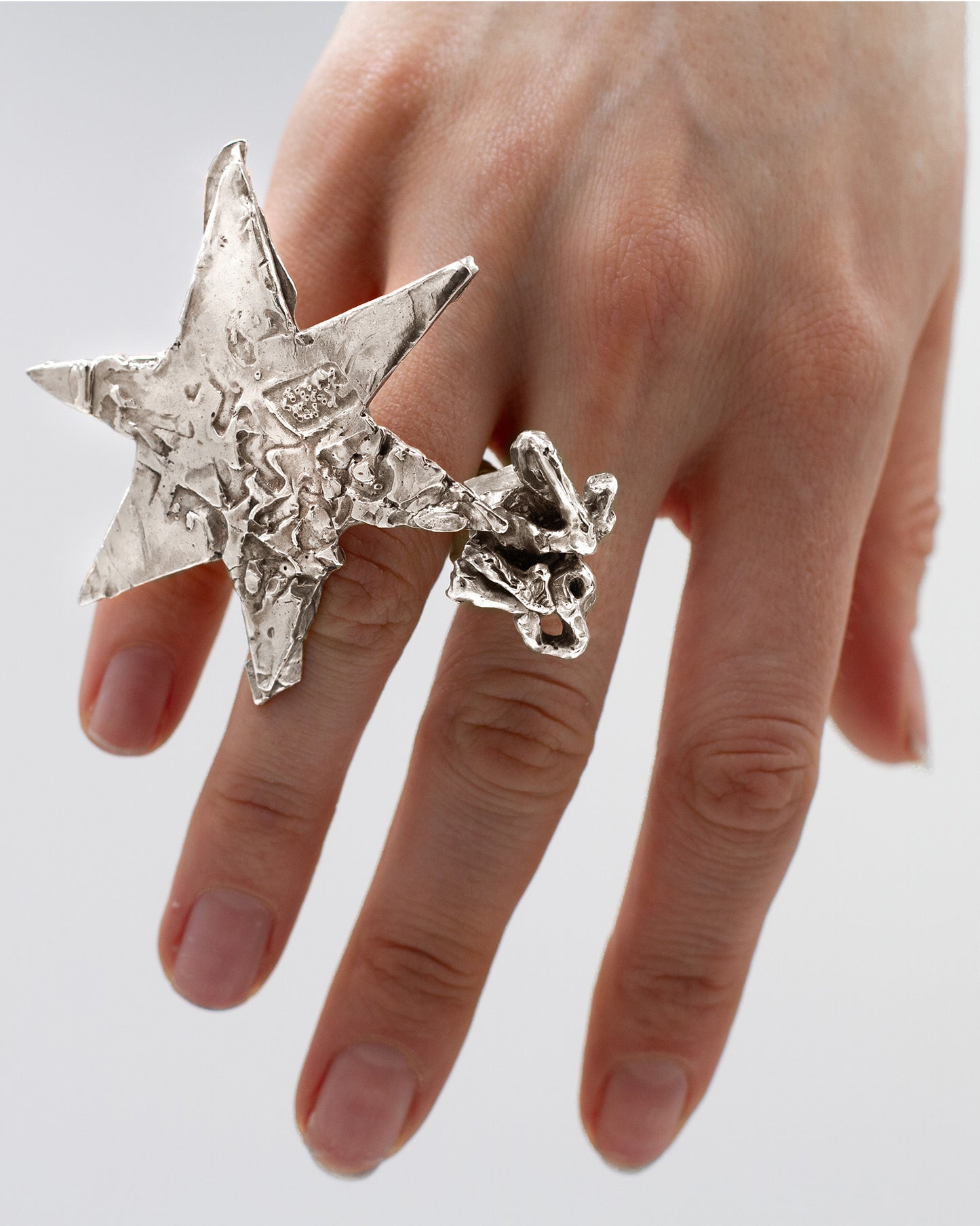 Silver Monster Star Ring