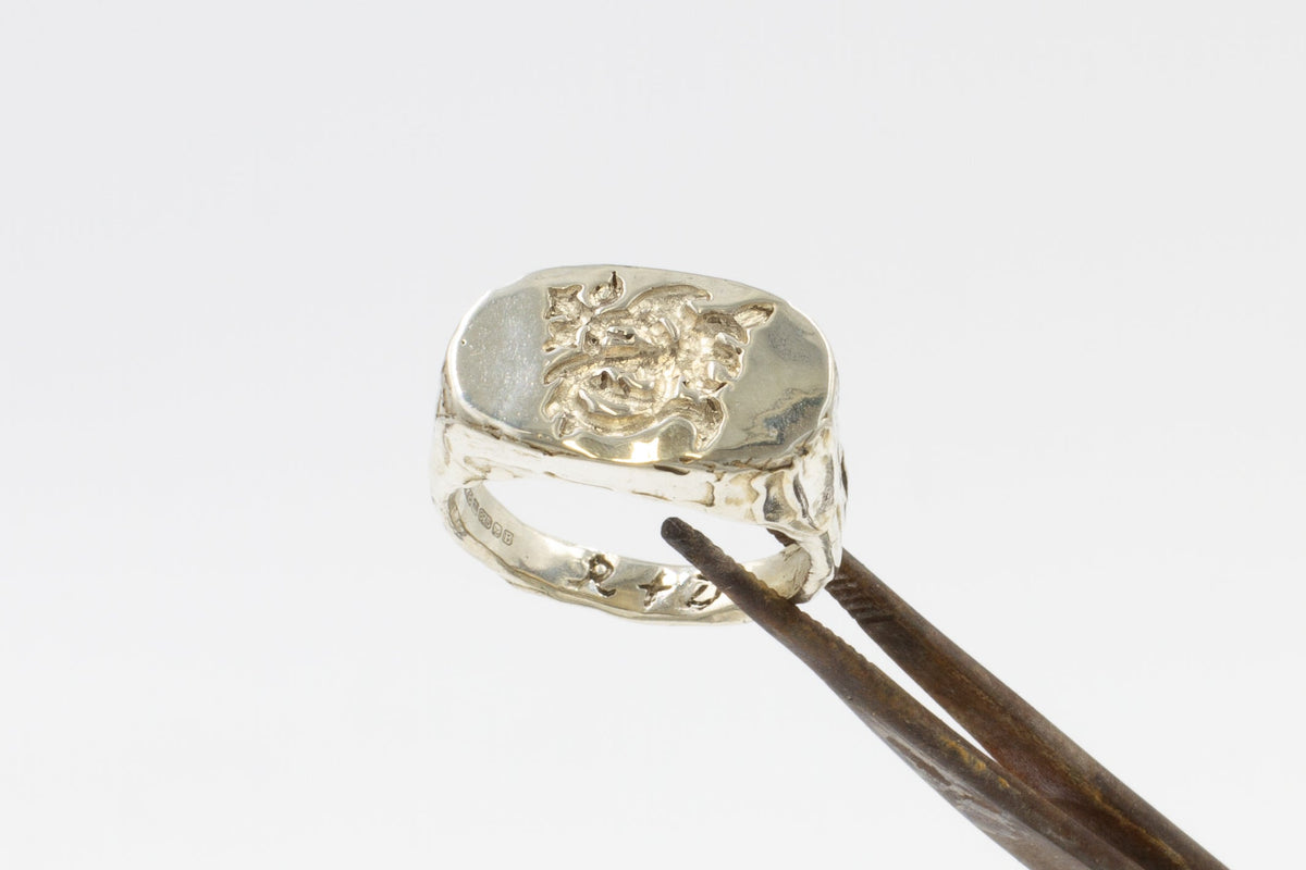 White Gold Signet Engagement Ring