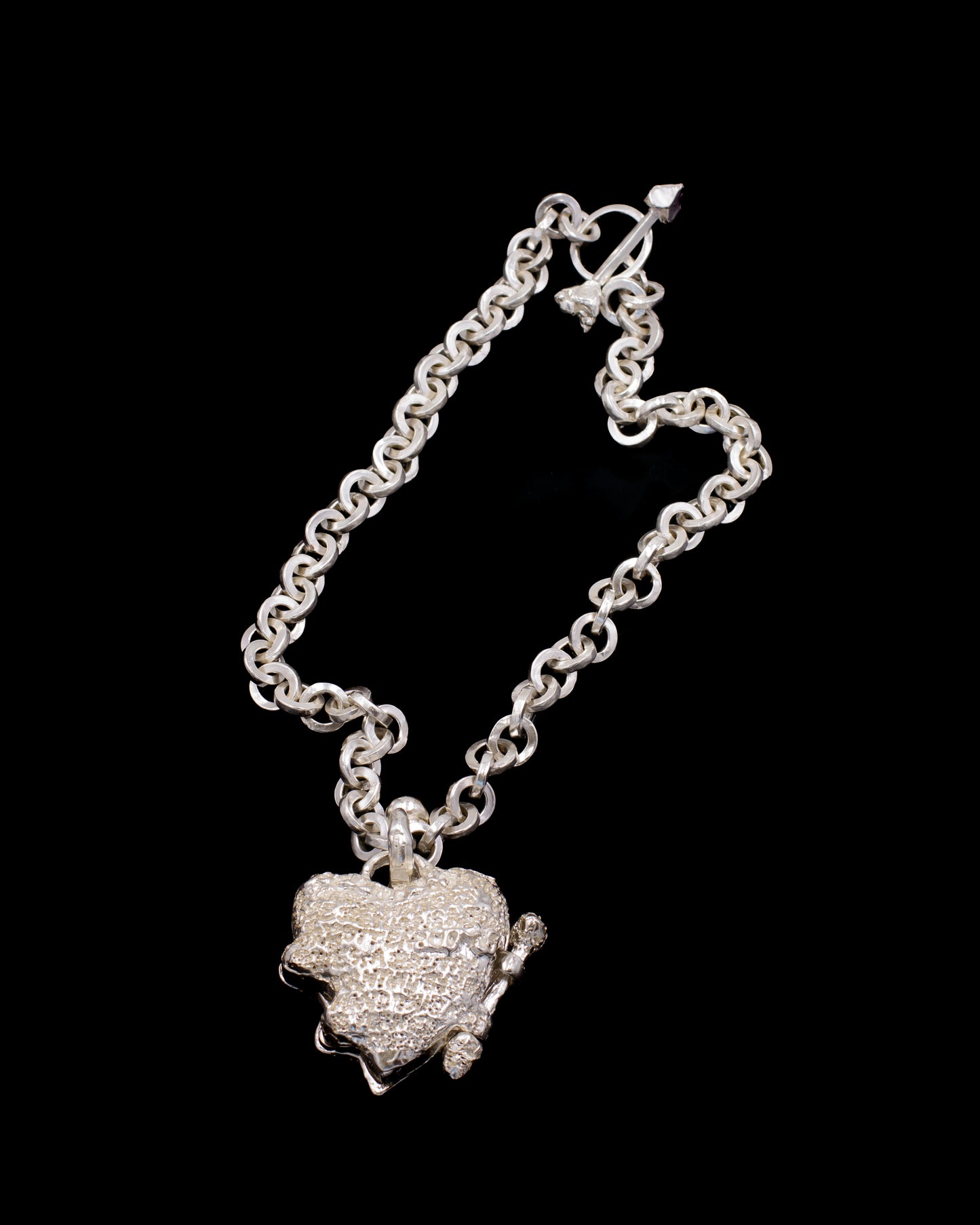 Naked Heart Locket on Chainmaille