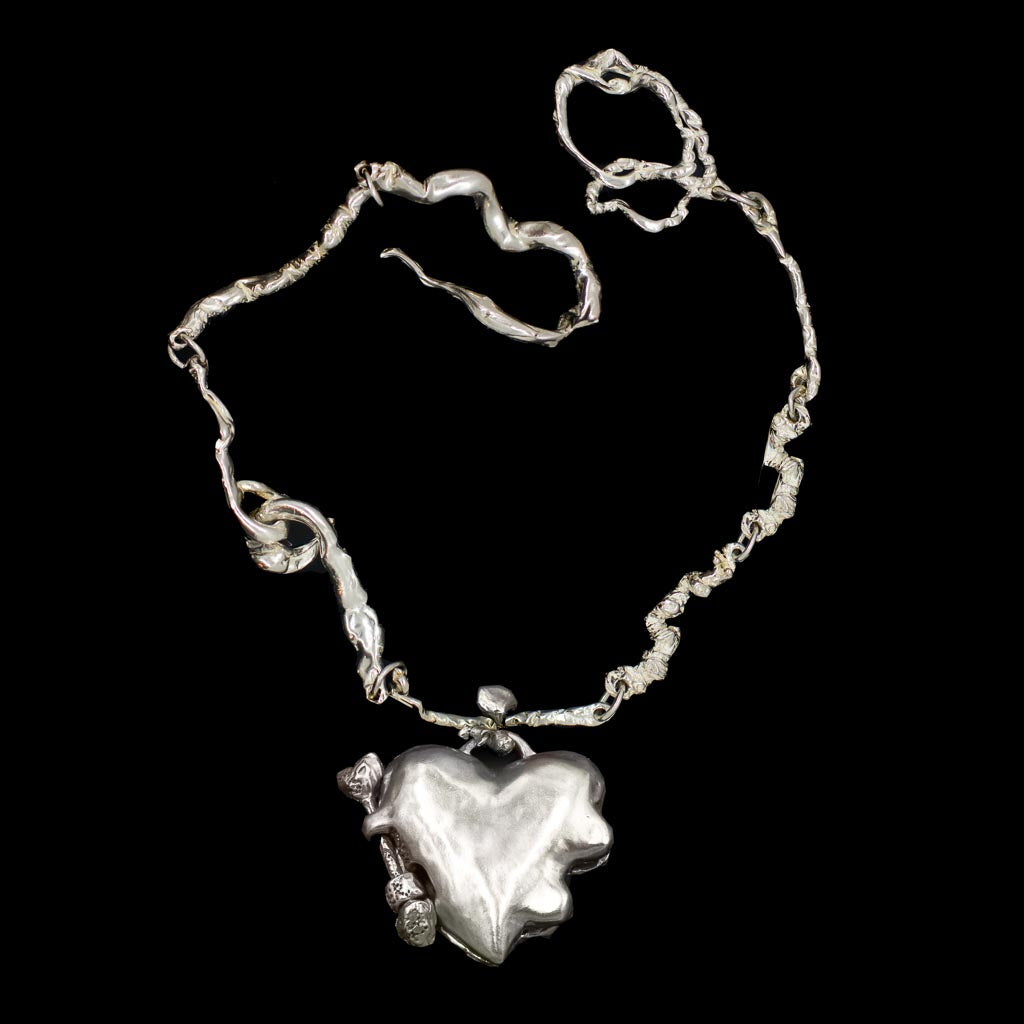 Large Heart Locket on Bespoke Curdled Chain