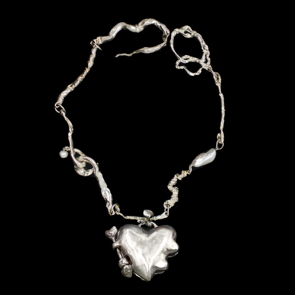Large Heart Locket on Bespoke Curdled Chain