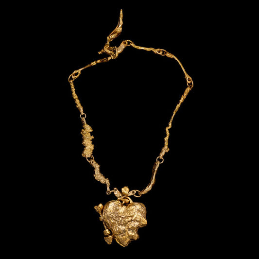 Splintered Heart Locket on Bespoke Curdled Chain Gold