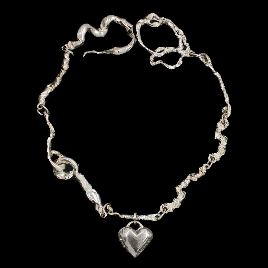 Small Heart Locket on Bespoke Curdled Chain