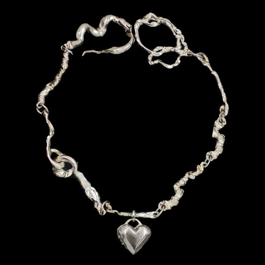 Small Heart Locket on Bespoke Curdled Chain