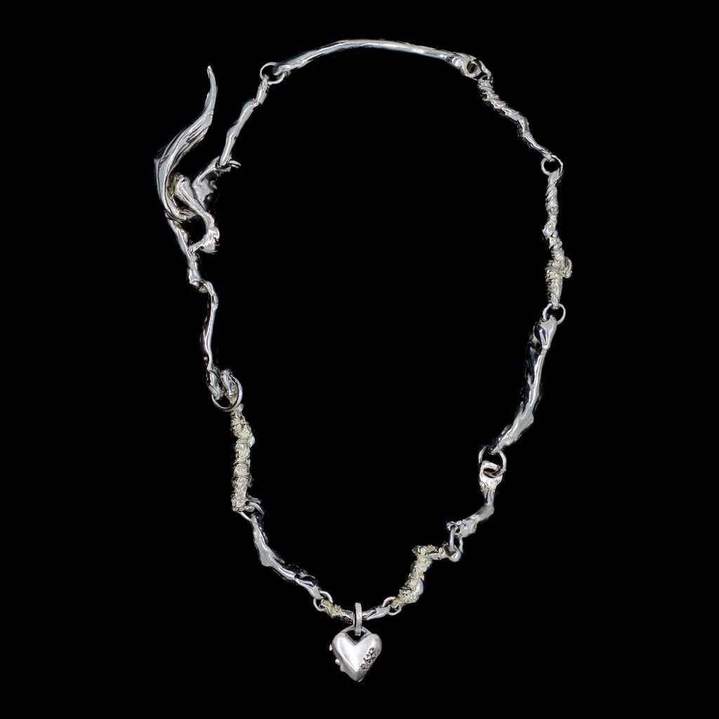 Tiny Heart Locket on Bespoke Curdled Chain