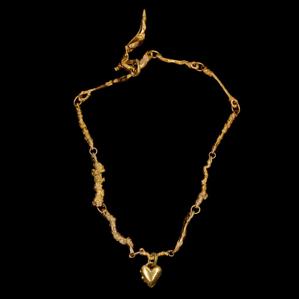 Tiny Heart Locket on Bespoke Curdled Chain