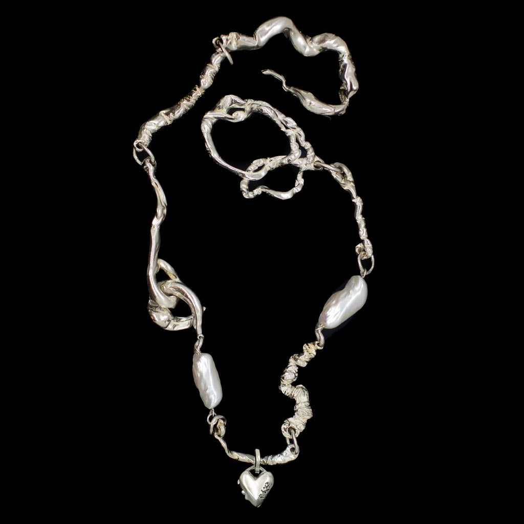 Tiny Heart Locket on Bespoke Curdled Chain