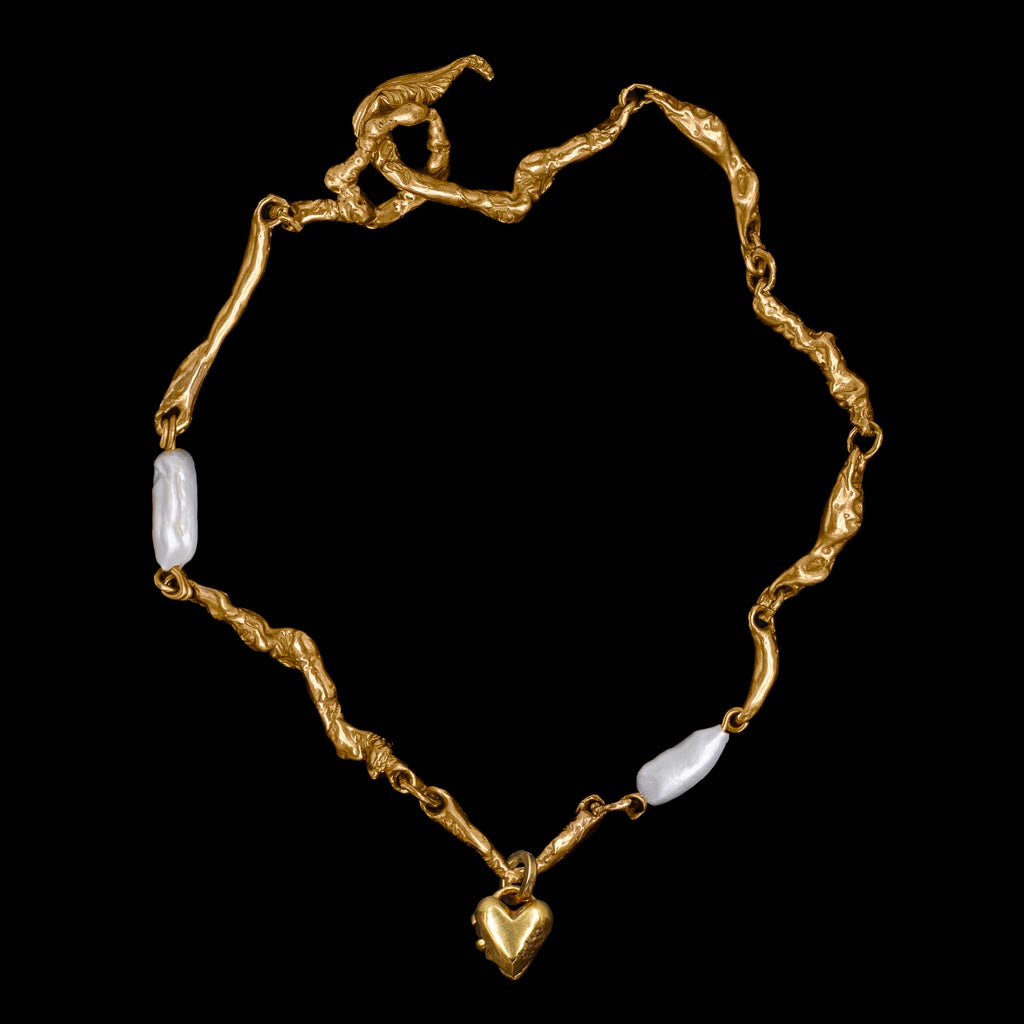 Tiny Heart Locket on Bespoke Curdled Chain