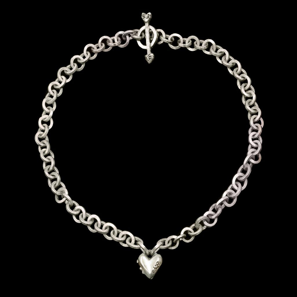 Tiny Heart Locket on Chainmaille