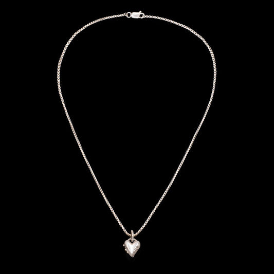 Tiny Naked Heart Locket on Delicate Box Chain Silver