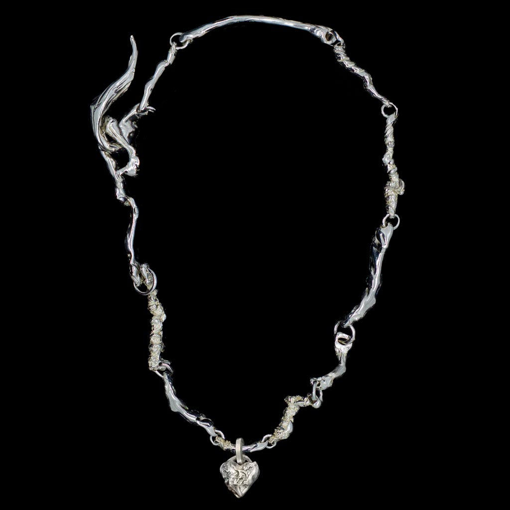 Tiny Heart Locket on Bespoke Curdled Chain
