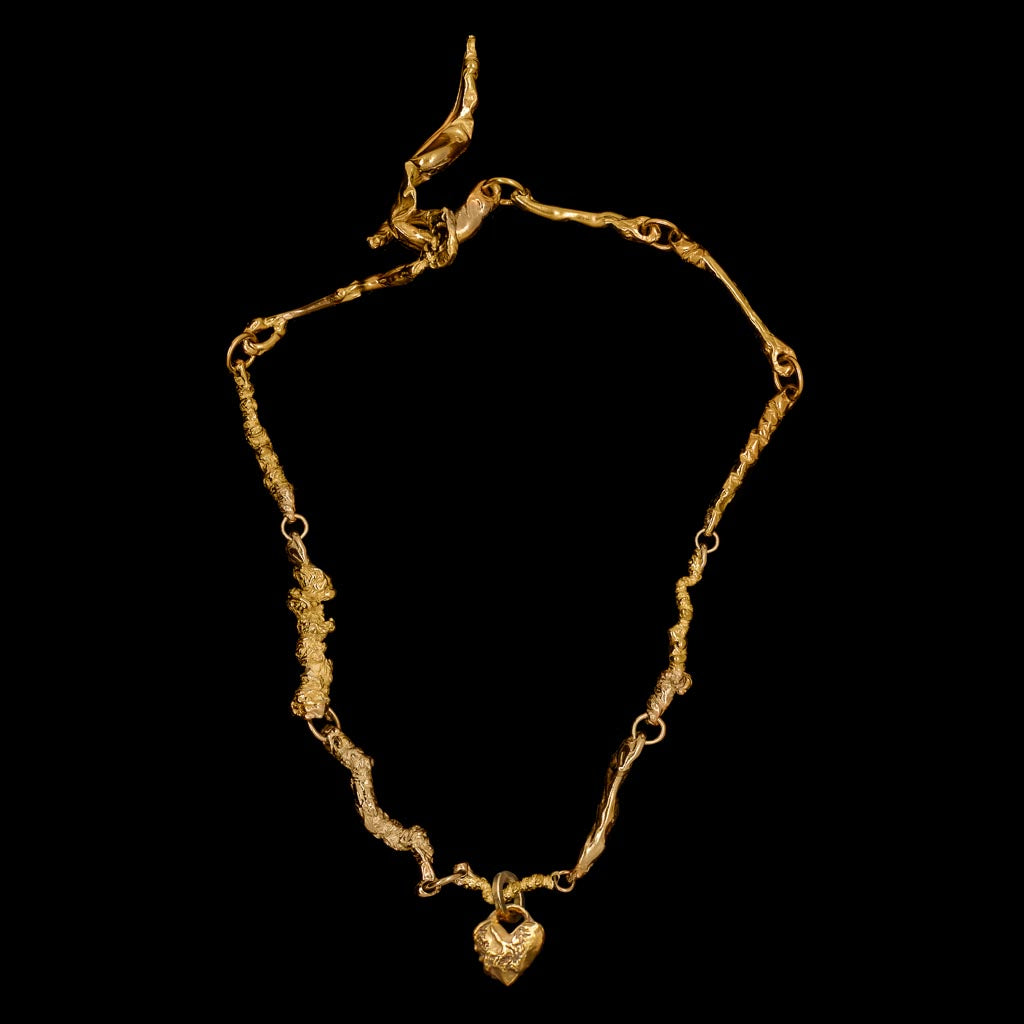 Tiny Heart Locket on Bespoke Curdled Chain
