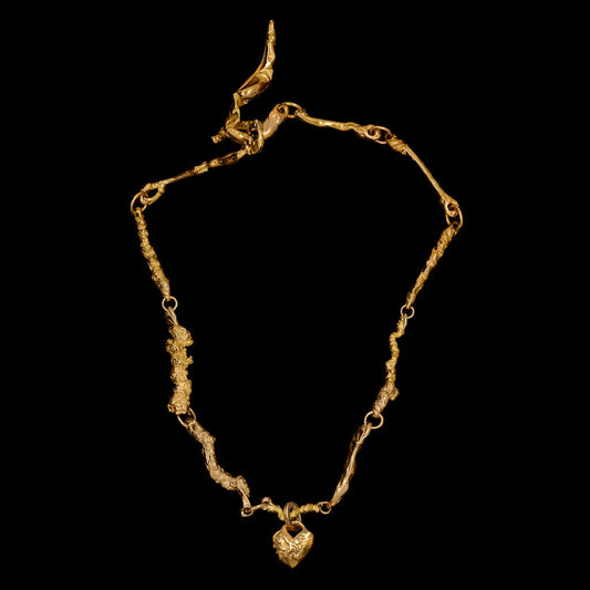 012025 Limited Edition: Tiny Swan Song Locket on Bespoke Curdled Chain Gold