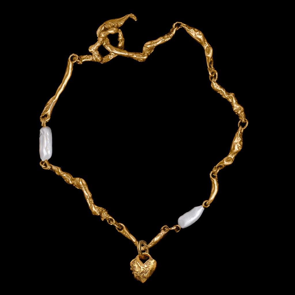 Tiny Heart Locket on Bespoke Curdled Chain