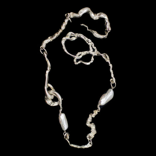 Bespoke Curdled Chain Necklace with Pearls