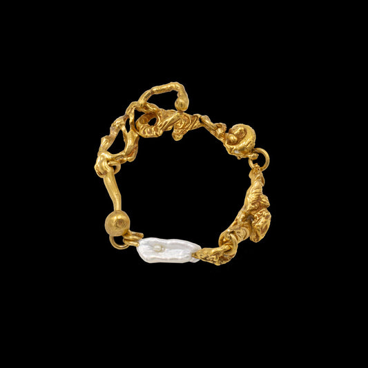 Bespoke Curdled Chain Bracelet with Pearl