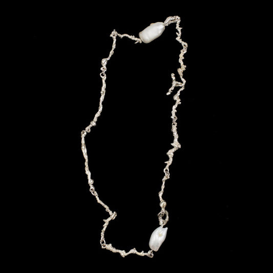 The Standard Curdled Necklace Silver with Pearl