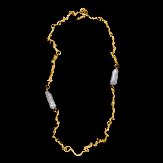 The Standard Curdled Necklace Gold with Pearl