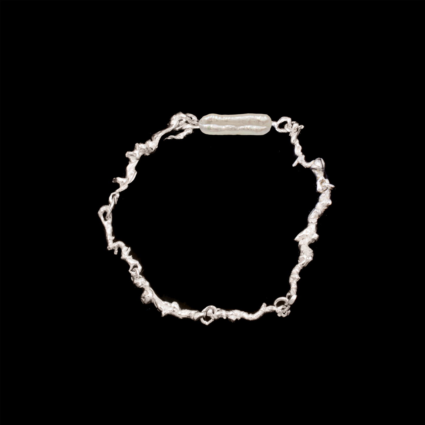 The Standard Curdled Bracelet Silver with Pearl