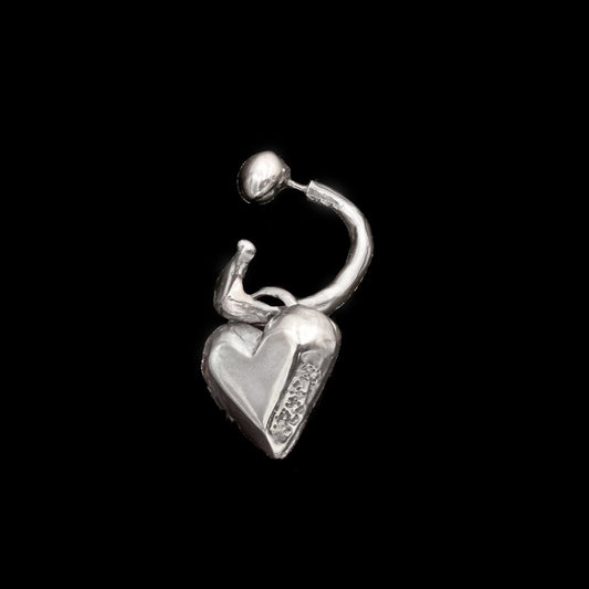 Curdled Screw Earring With Small Locket