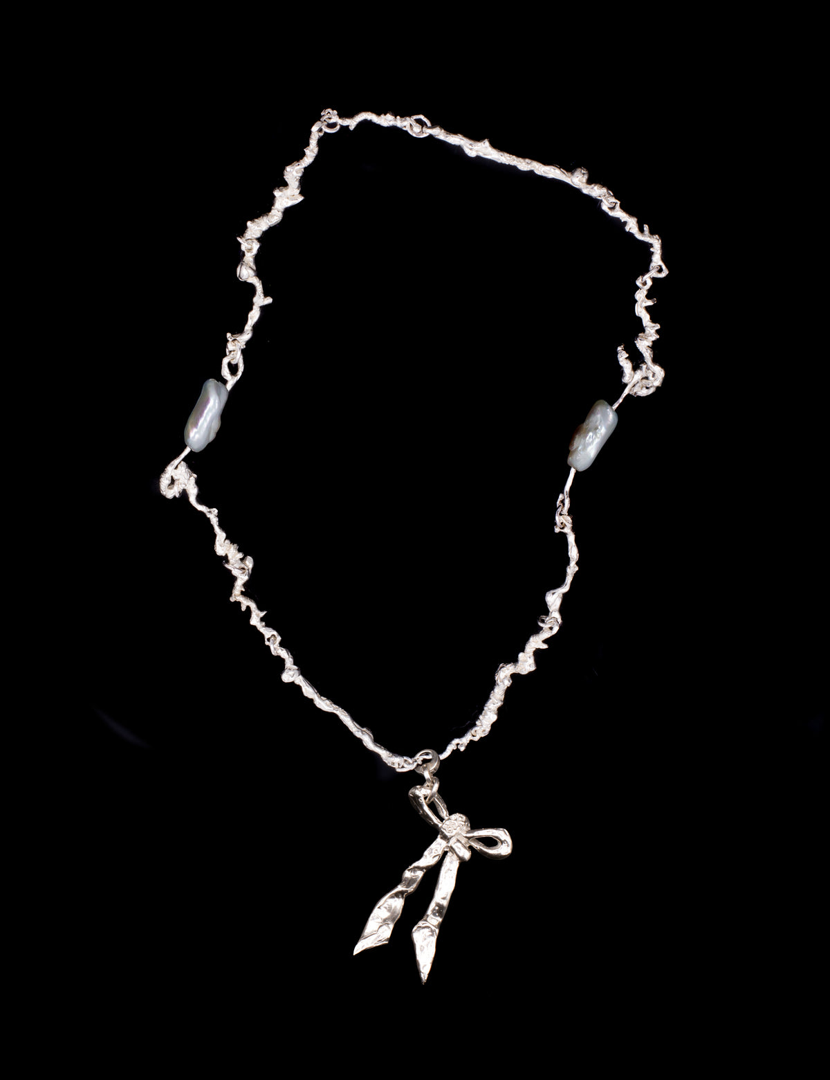 Ribbon’d Metal Pendant on The Standard Curdled Chain