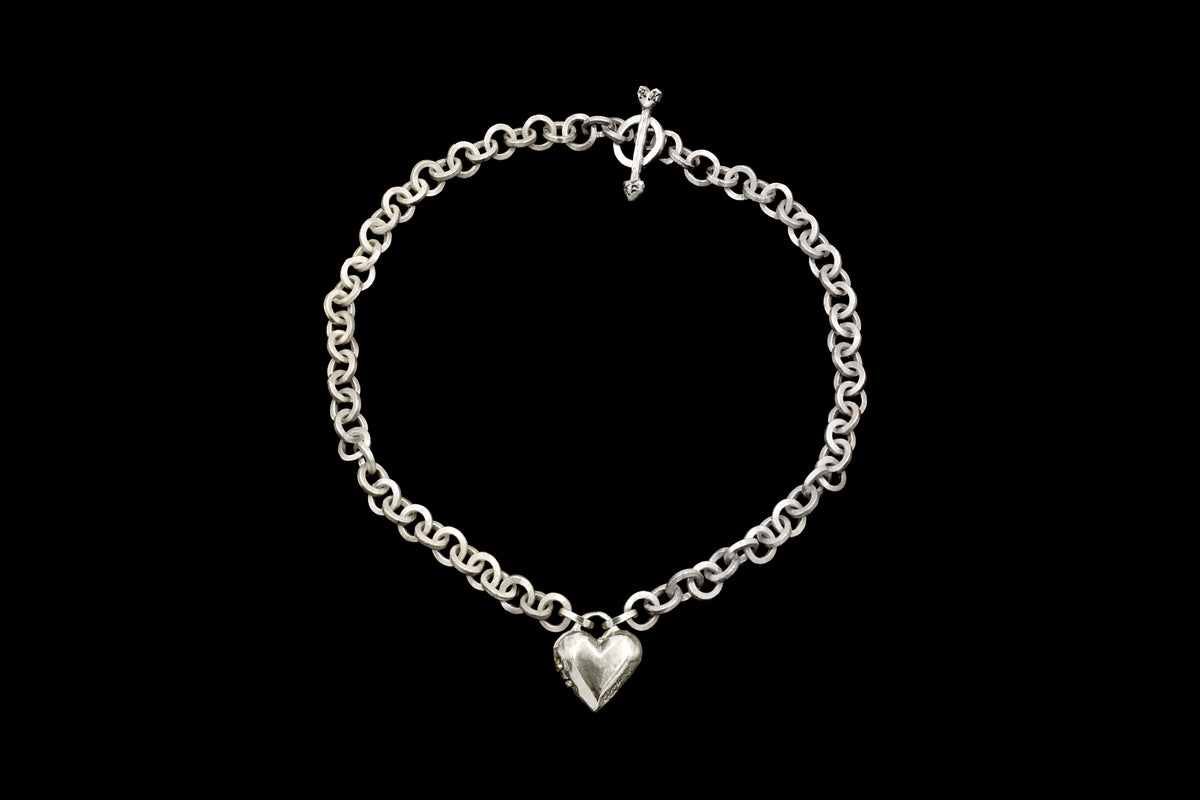 Small Heart Locket on Chainmaille