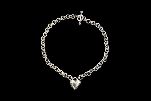 Small Heart Locket on Chainmaille