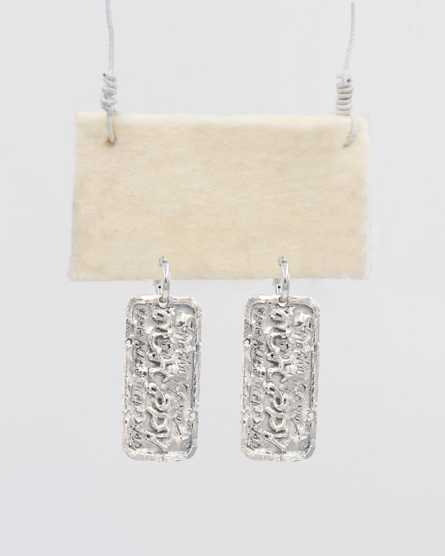 Silver Monster License Plate Earrings