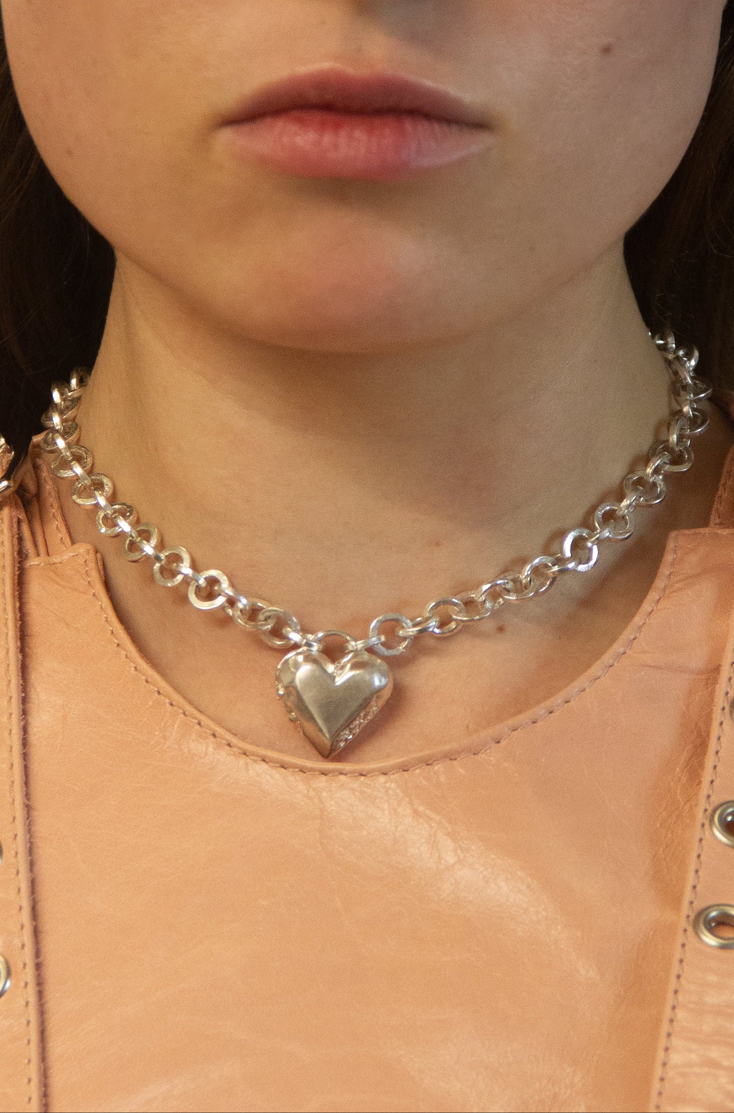 Small Heart Locket on Chainmaille