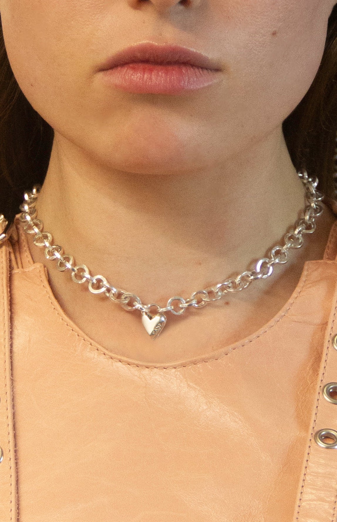 Tiny Heart Locket on Chainmaille