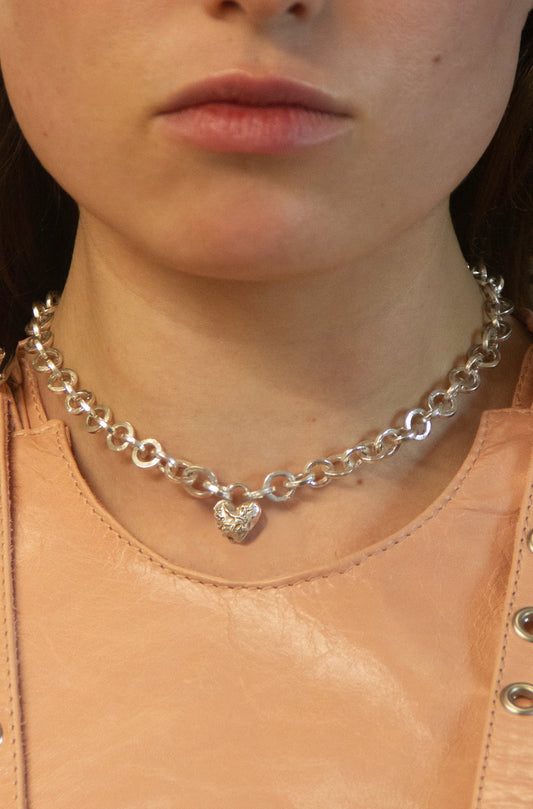 Tiny Heart Locket on Chainmaille